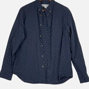 Men's Old Navy button up Long Sleeve blue with yellow shirt